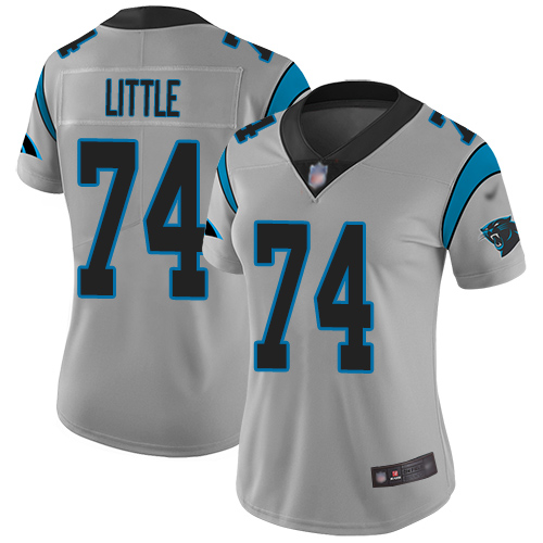 Carolina Panthers Limited Silver Women Greg Little Jersey NFL Football #74 Inverted Legend